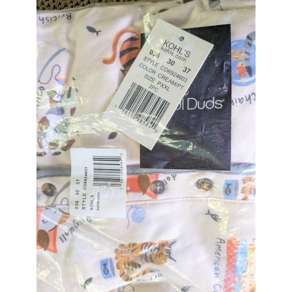 Cuddl Duds Pajama Set Women PXXL Petite Cozy Cat Print Whimsical Loungewear Gift - Picture 3 of 5